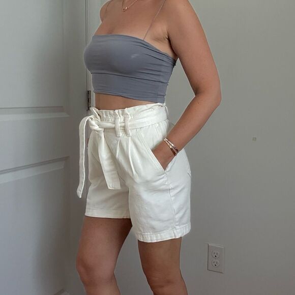 Women's White Tie-Waist Shorts - Picture 3 of 10